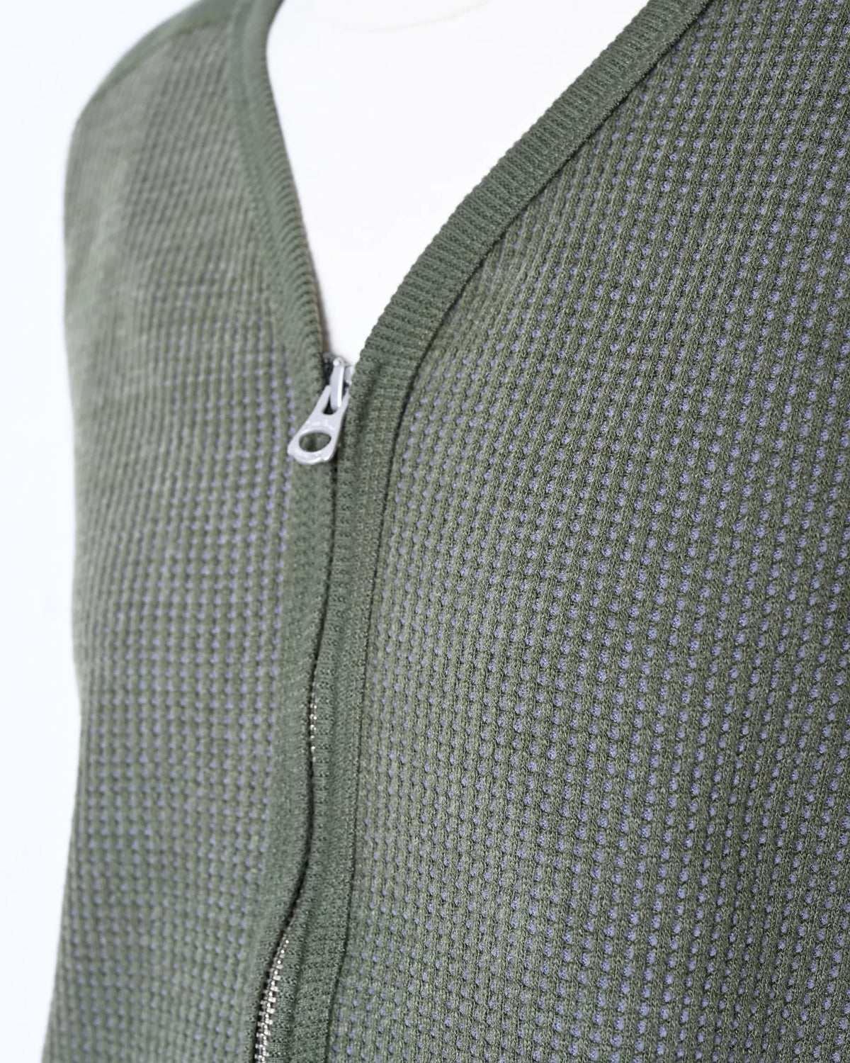 WOOL WAFFLE ZIP CARDIGAN
