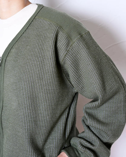 WOOL WAFFLE ZIP CARDIGAN