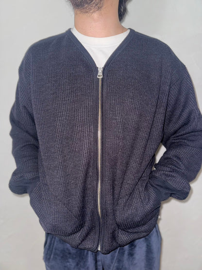 ★26AW★WOOL WAFFLE ZIP CARDIGAN
