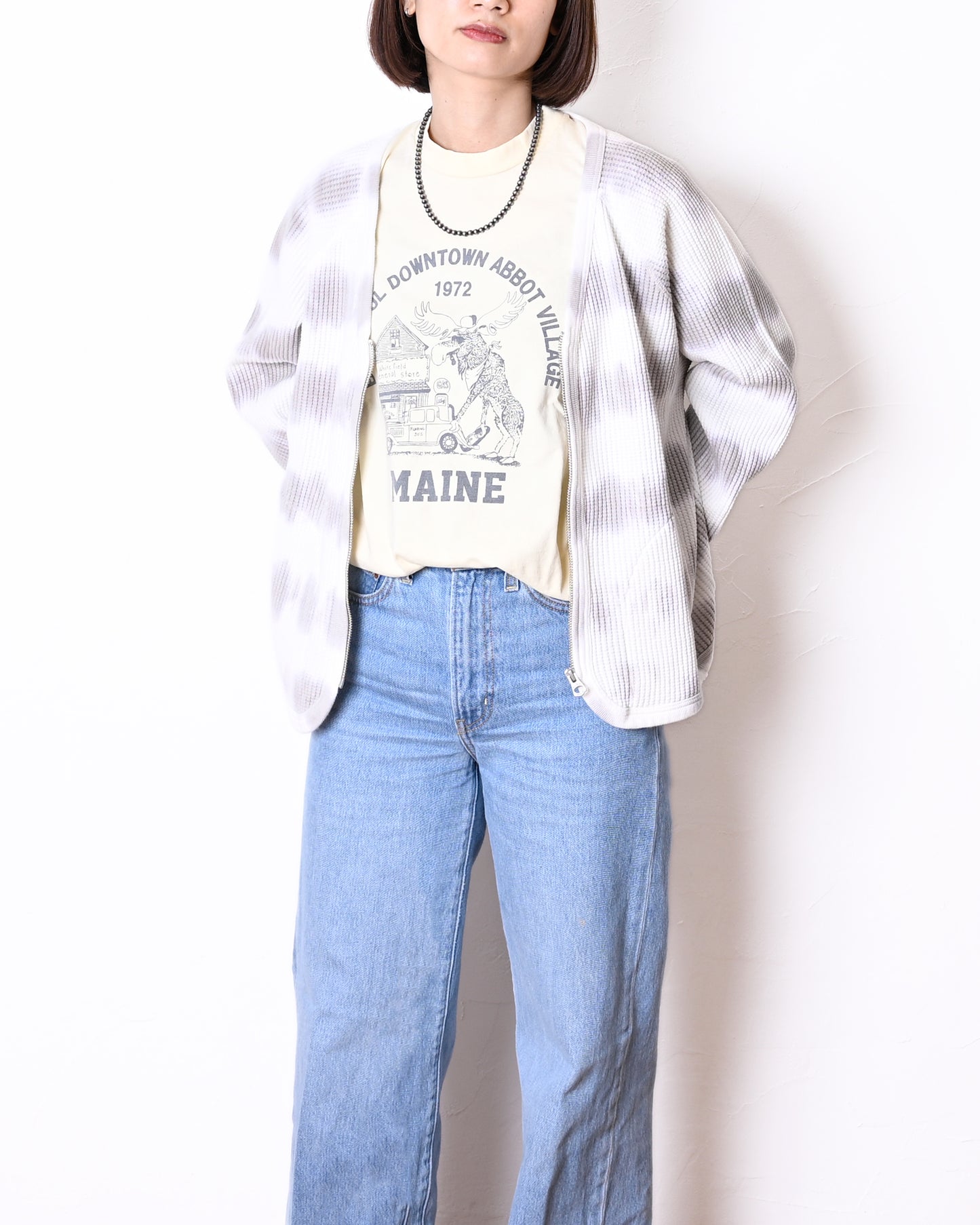 Max Weight Waffle Zip Cardigan(K-dye)